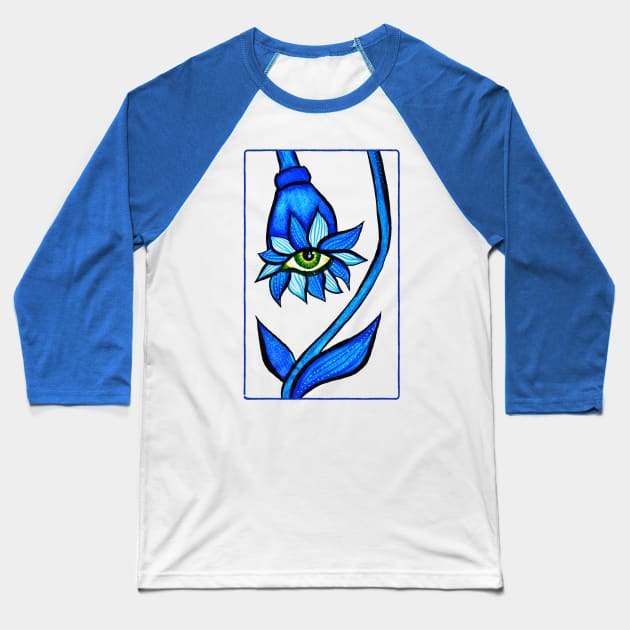 Spooky Creepy Eye Flower Horror Baseball T-Shirt by Boriana Giormova